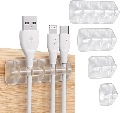 SYNCWIRE Cable Clips 5 Pack Cable Holder Transparent Multi-Size Holes