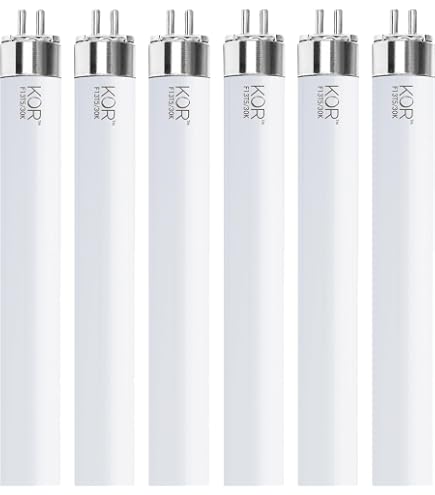 KOR F8T5/CW Fluorescent Tube Light Bulbs, 8W, 4100K Cool White, 6