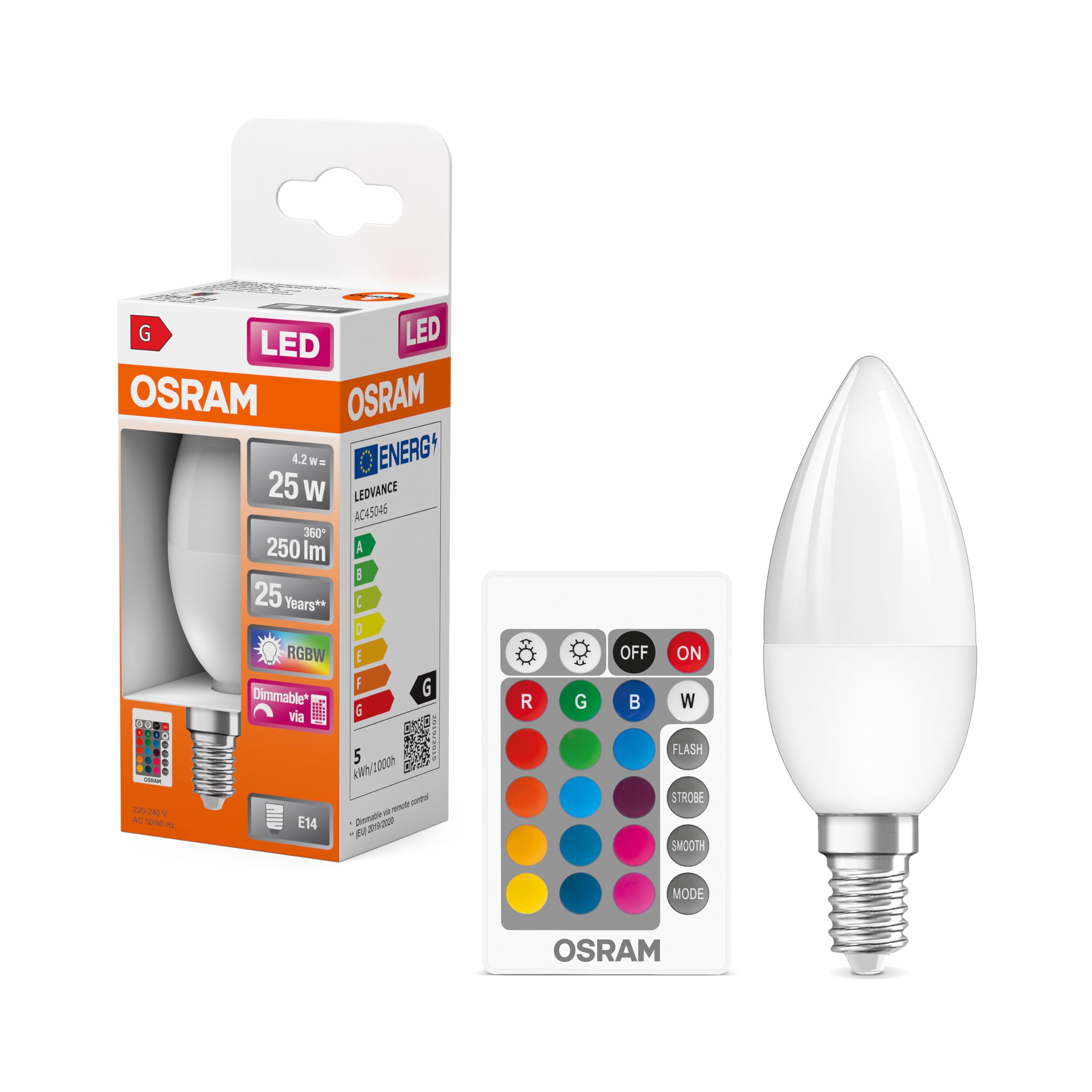 OSRAM Pack of 4 x LED lamp | Base: B22d | Warm White | 2700 K | 2.50 W | Replacement for 25W | Clear | LED Retrofit Classic B