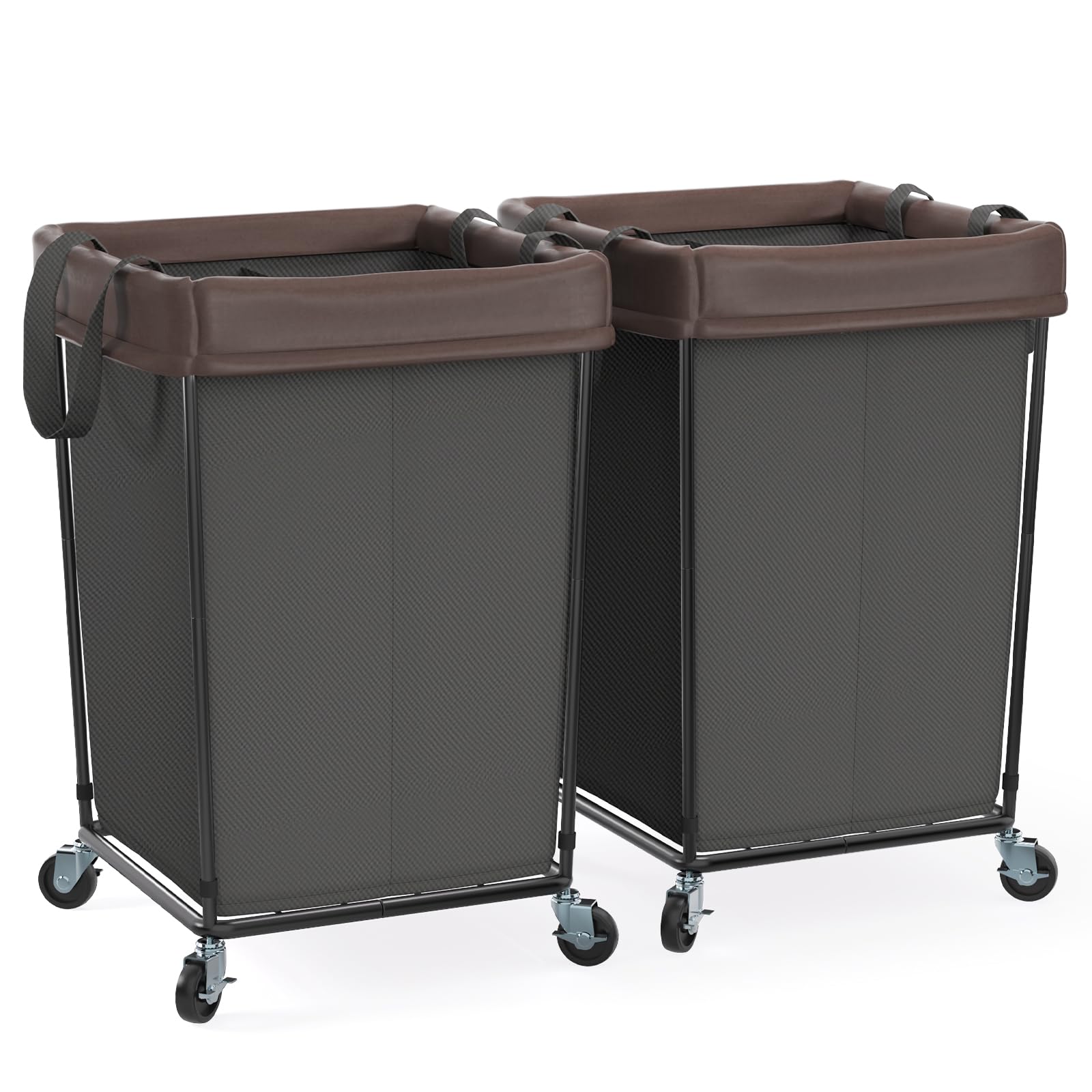 Photo 1 of Laundry Hamper with Wheels, Laundry Basket with Wheels Laundry Sorter Cart, Narrow Slim Clothes Hamper Organizer with Sturdy Metal Frame (Black-2 Section-2PK, Large)
