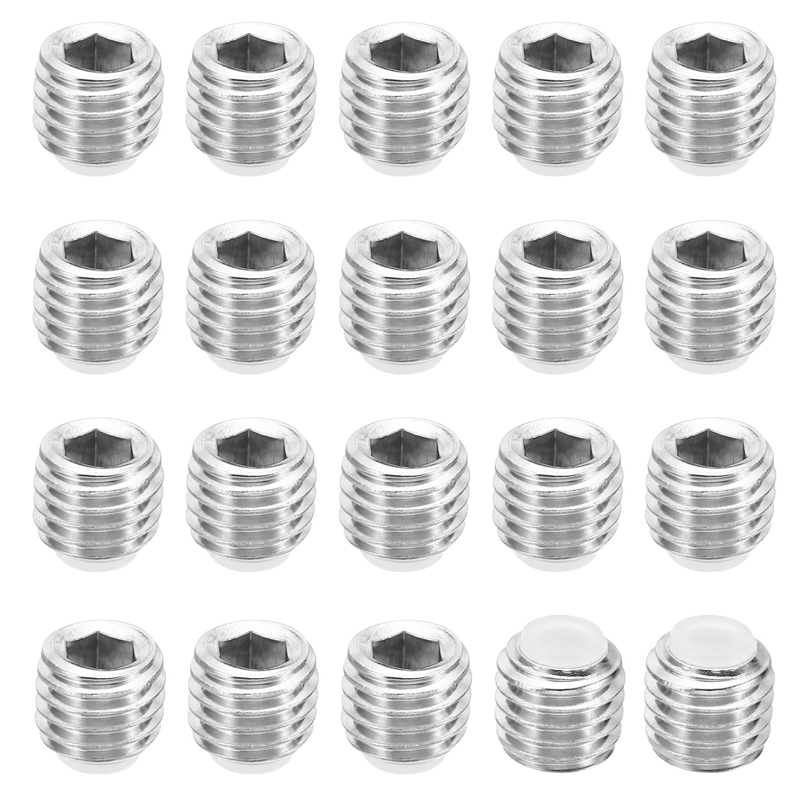 PATIKIL M12x10mm Nylon Tip Grub Screw, 20 Pack Metric Hex Socket Head Cup Point Anti Slip Set Screws Internal Hex Drive Hardware, 304 Stainless Steel