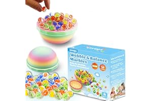CIYOJA Glow-in-The-Dark Marble Balance Game: 60 Colorful Marbles Rainbow Base, Fun Family Board Game for 1-6 Players, Educational Toy for Kids Teens Adults, Perfect for Birthday Party Travel