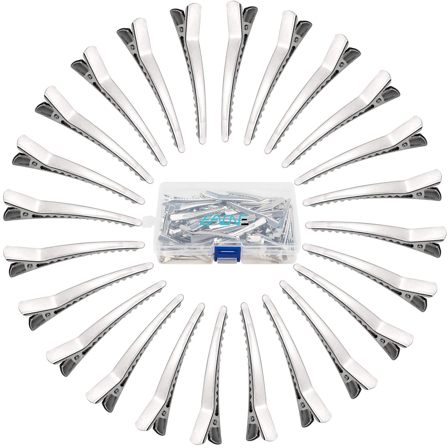 2.36 Inches Alligator Hair Clips 60 Pieces, EAONE Silver Metal Hair Clip Hairpins Teeth Bows Professional Sectioning Clips for Salon and Women Girls Bows DIY Accessories