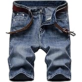 LONGBIDA Men's Jean Short Relaxed Fit Stretch Casual Denim Shorts
