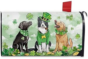 FBCOO St. Patrick's Day Mailbox Cover Magnetic Standard Size 20.5" x 18", Golden Retriever Dog Shamrock Clover Decorative Post Letter Box Wrap Decor, Spring Irish Coins Garden Yard Outdoor Decoration