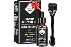 RAFFIN Beard Growth Kit, Upgraded Beard Growth Oil (2Oz) w/Maximum Thickening Biotin & Castor Oil for Spot/Patchy Beard, Achieve Fuller, Thicker & Healthier Beards, Gifts for Him Boyfriend Husband Dad