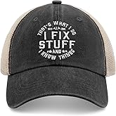 Embroidered That's What I Do I Fix Stuff & I Know Things Vintage Cotton Washed Soft Mesh Baseball Hat