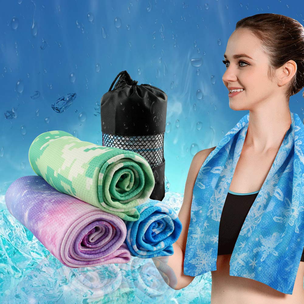 btcus4 Cooling Towel for Instant Relief Ice Cold Quickly Soft Breathable - Sports, Fitness, Yoga (Blue)