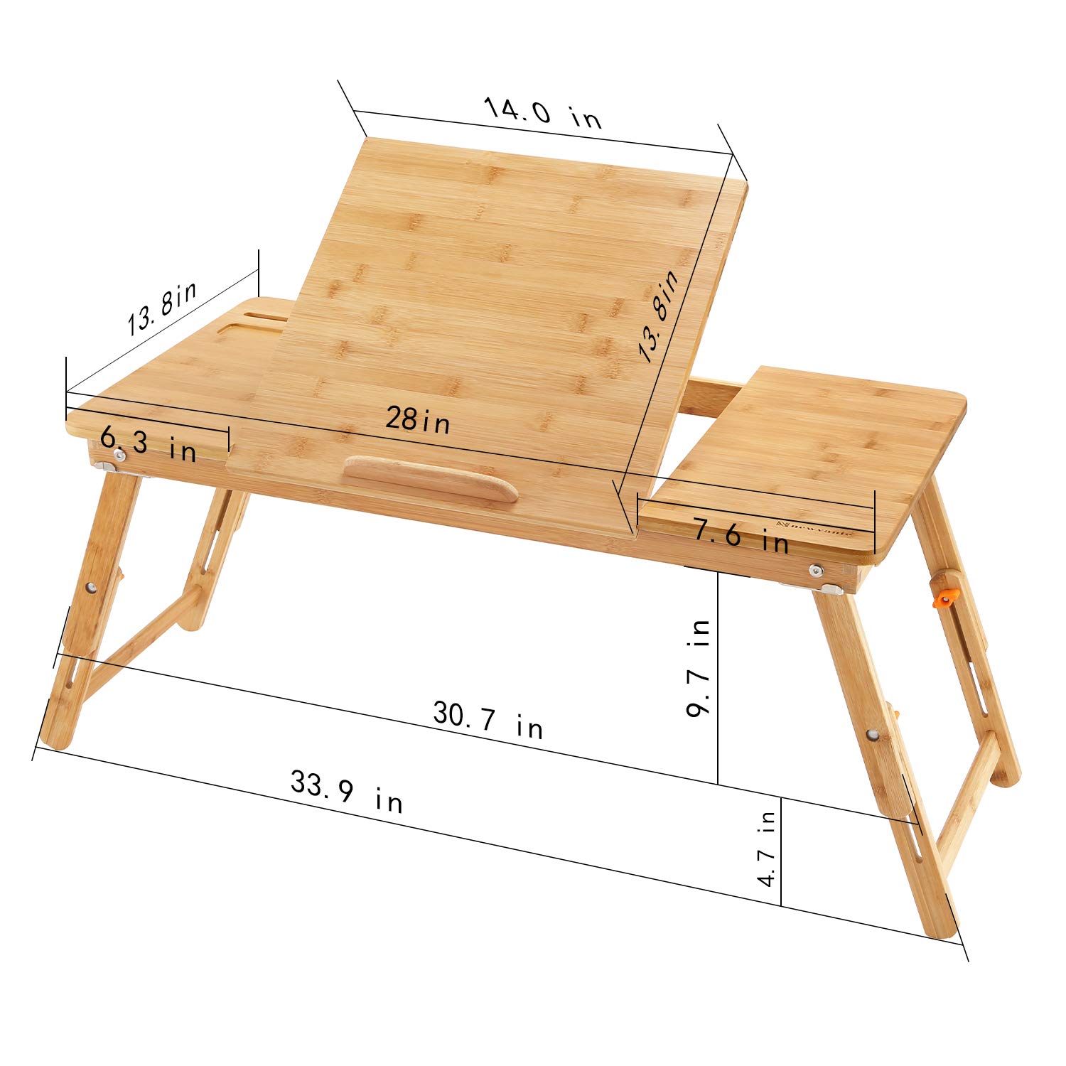 Laptop Desk NNEWVANTE Bamboo Laptop Table Adjustable Lap Tray Bed