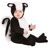 Infant Skunk Halloween Costume | Baby Animal Fleece Outfit with Jumpsuit, Headpiece and Booties | Play Pretend