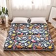 Dinosaur Japanese Floor Futon Mattress for Boys Girls, Thicken Tatami Mat Sleeping Pad Foldable Bed Roll Up Mattress Floor Lounger Bed Couches and Sofas for Kids Full Size