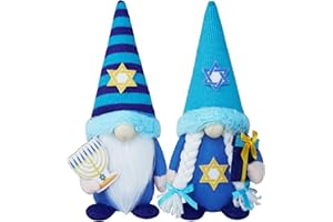 KnomeKo Hanukkah Gnomes Decorations for Home- Jewish Gifts Plush Gnome with Chanukah Menorah- Hanukkah Decorations Indoor for Office, Party, Tiered Tray Decor