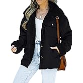 Dokotoo Corduroy Sherpa Jacket for Women Button Down Fleece Fur Collar Winter Warm Coat