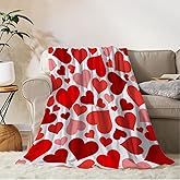 YeeJu Valentines Day Decorative Throw Blanket Red Love Heart Throw Blanket Girlfriend Wife Couple Gift Blanket for Couch Sofa Bed Soft Lightweight Fleece Blankets and Throws 50x60