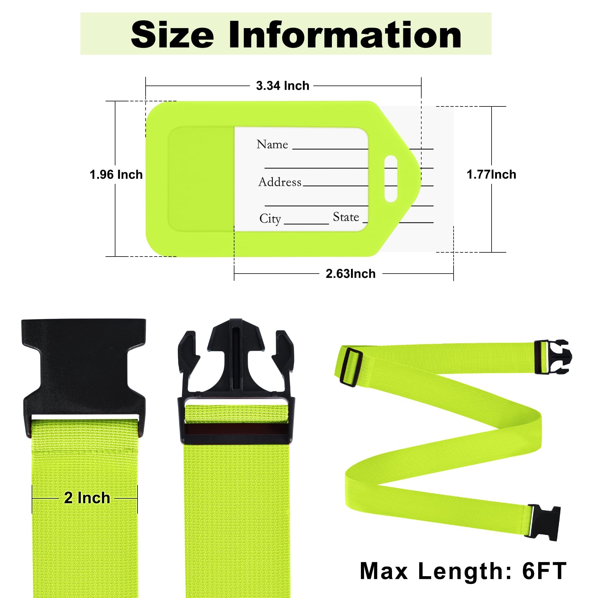 Gostwo 8 Pack Luggage Straps and Tags Set - 4 Straps, 4 Tags, TSA Approved Suitcase Belt, Green