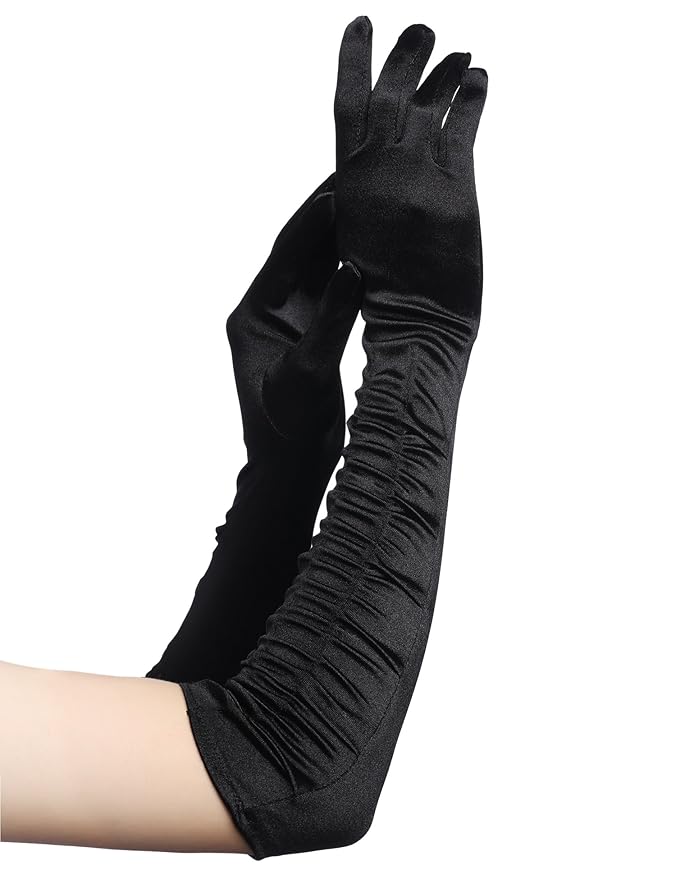 BABEYOND Damen Handschuhe Satin Classic Opera Fest Party Audrey Hepburn Handschuhe 1920er Stil Handschuhe Elastisch Erwachsen
