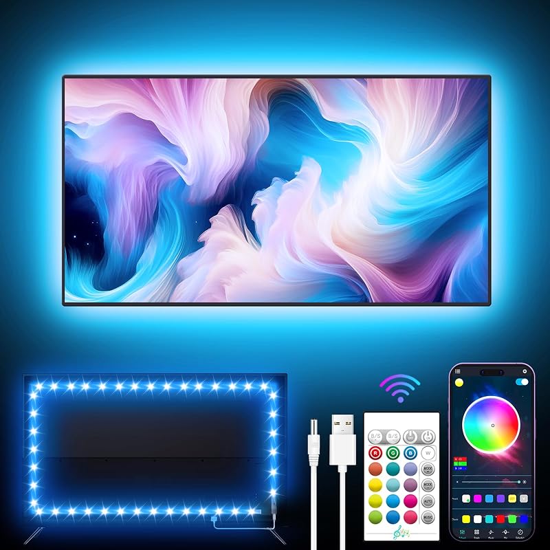 GIPOYENT LED TV Backlight 7M RGB Bluetooth Music Sync 65-85 inch 23ft