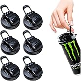 6-Pack Soda Can Lids with Handle Reusable BPA-Free Can Covers for Soda, Beer & Energy Drinks, Universal Fit 202/206 Cans, Helps Maintain the Taste of The Beverage (Black)