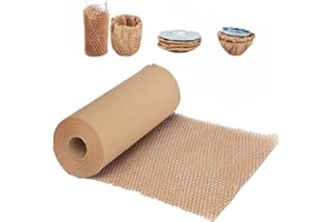 MIVERYEA Honeycomb Packing Paper, 15"x230' Honeycomb Cushioning Bubble Wrap Paper Roll for Moving Shipping Breakables Packaging Gifts with 20 Fragile Sticker Biodegradable & Fully Recyclable Brown Kraft