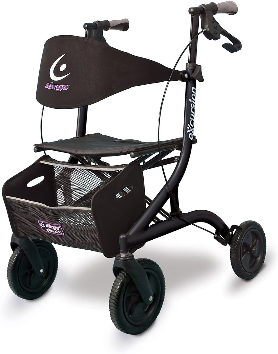 Airgo Excursion XWD Rollator and Walker Heavy Duty (Pearl Black