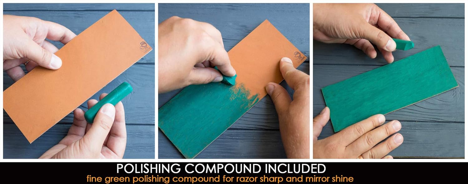 BeaverCraft LS2P1 Leather Strop Honing Sharpening Strop Knives Chisel Tools 3" x 8" Double-Sided Stropping Leather Polishing Compound Vegetable Tanned Leather Stropping Polishing Carving Gouges: Kitchen & Dining