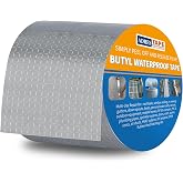 ADHES Butyl Tape Waterproof Tape, 4in x 16ft, Aluminum Foil Tape | Butyl Sealant tape for RV Repair,Window,Boat and Pipe Sealing,Glass&amp;EDPM Rubber Roof Patching(Model:RA100-1,Glue Color:White)