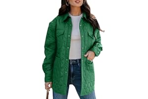 EVALESS Quilted Jackets for Women Lightweight Long Sleeve Button Down Puffer Jacket Warm Winter Coat Outerwear with Pockets