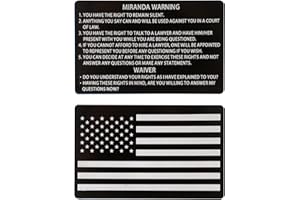 Sanfiland 10 PCS Black Metal Miranda Warning Card With American Flag, Laser Engraved Insert Card Gift