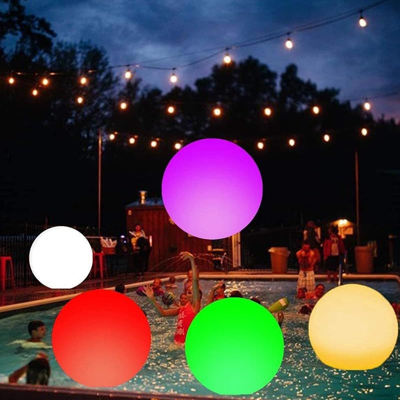 Luces Flotantes,2 Piezas Pelota Gigante Hinchable LED,Luz de Piscina LED,Pelotas de Playa Hinchable,para Fiestas en la Piscina y Playa,Juegos de Agua