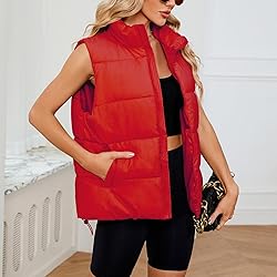 Century Star Red Puffer Vest for Women's Outerwear