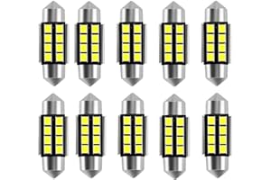 WLJH DE3175 LED Bulb 31mm Dual Contact 6000K White 400lm High Bright, Canbus Error Free Car Interior Lights for Dome Map Reading Door Trunk Glove Box License Plate Light (Pack of 10)