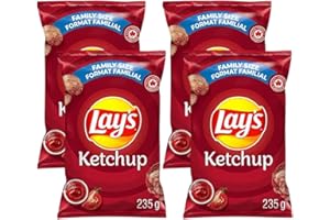 TRENDNSAVE Lay's Ketchup Potato Chips Family Bag; Canadian Chips; For Sharing; 235g/8.28oz (Pack of 4) Shipped from Canada