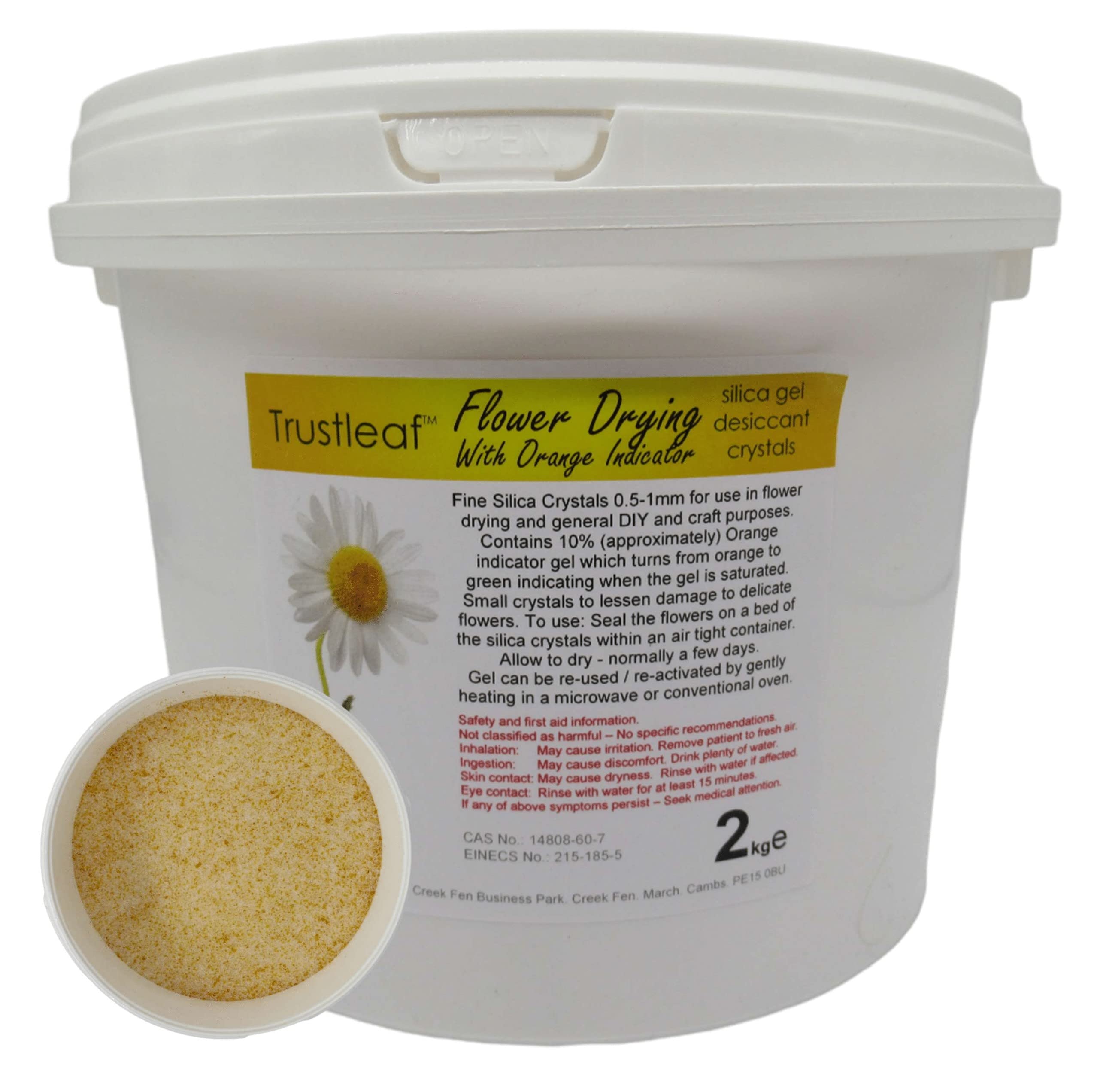 Trustleaf 2kg / 4.4lbs TUB Flower Drying Silica Gel Grains with Orange Indicator 0.5-1mm (2kg TUB - f-Oi)
