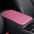 ESKONKE Car Center Console Cover, PU Leather Auto Armrest Cover, Scratch Resistant/Wear-Resistant/Waterproof Universal Car Armrest Storage Box Interior Accessories (Pink)