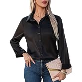 Satin Silk Button Down Shirts for Women Dress Shirts Long Sleeve Blouses Womens Shirts