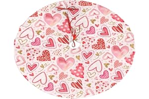 MAJOUG Valentines Love Hearts Christmas Tree Skirt 36" for Xmas Halloween New Year Holiday Party Home Tree Mat Decor Ornaments Decoration
