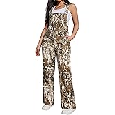 Women Denim Cargo Bib Overalls Adjustable Strap Baggy Straight Wide Leg Jean Jumpsuits Pants Loose Rompers Outfits