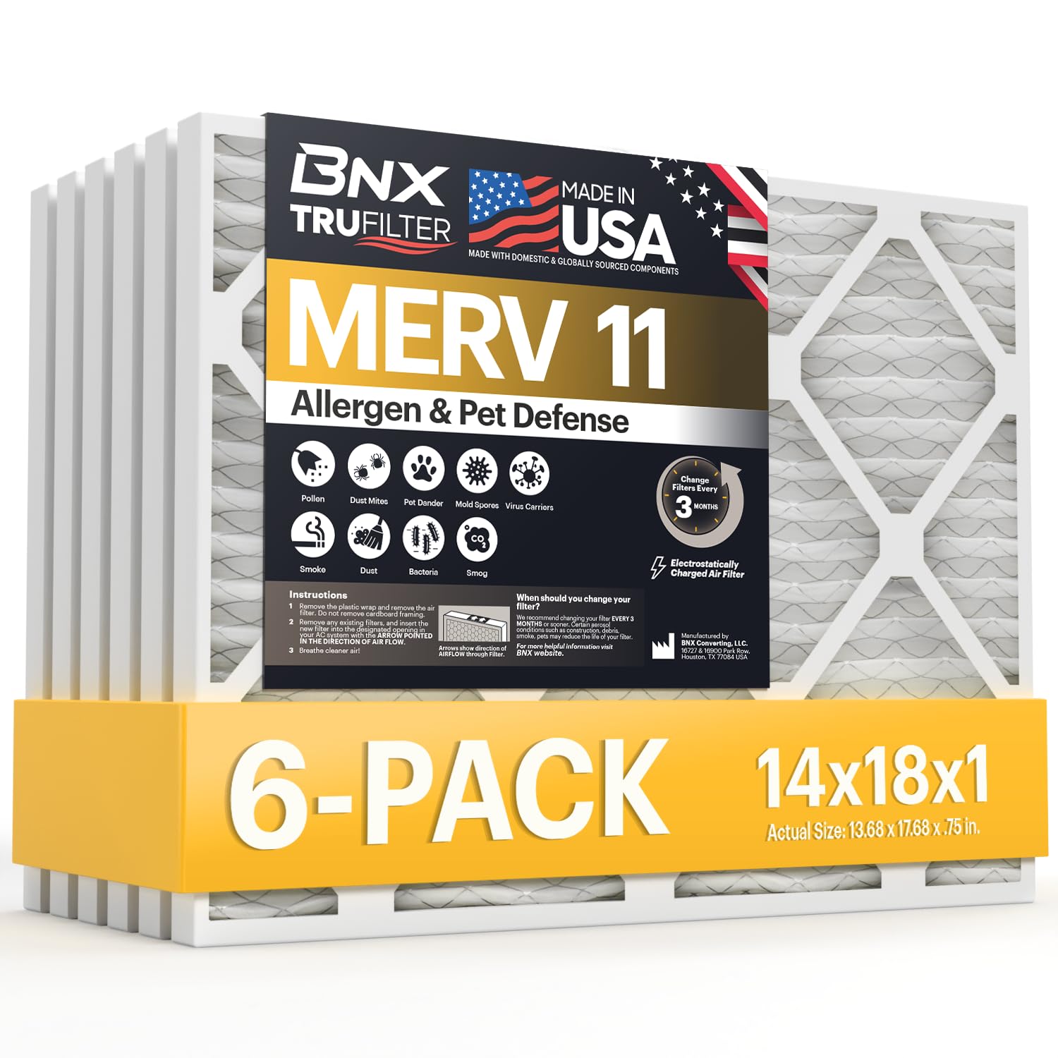 BNX TruFilter 14x18x1 Air Filter MERV 11