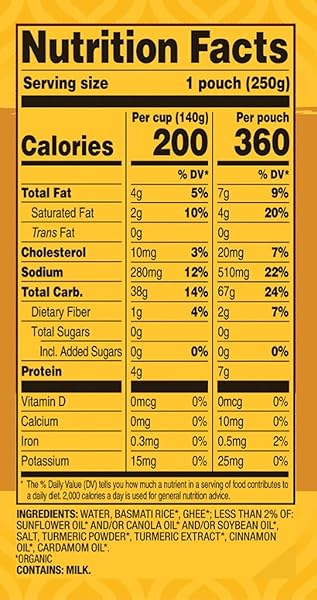 TASTYBITE ORGANIC TURMERIC RICE, 8.8 OZ