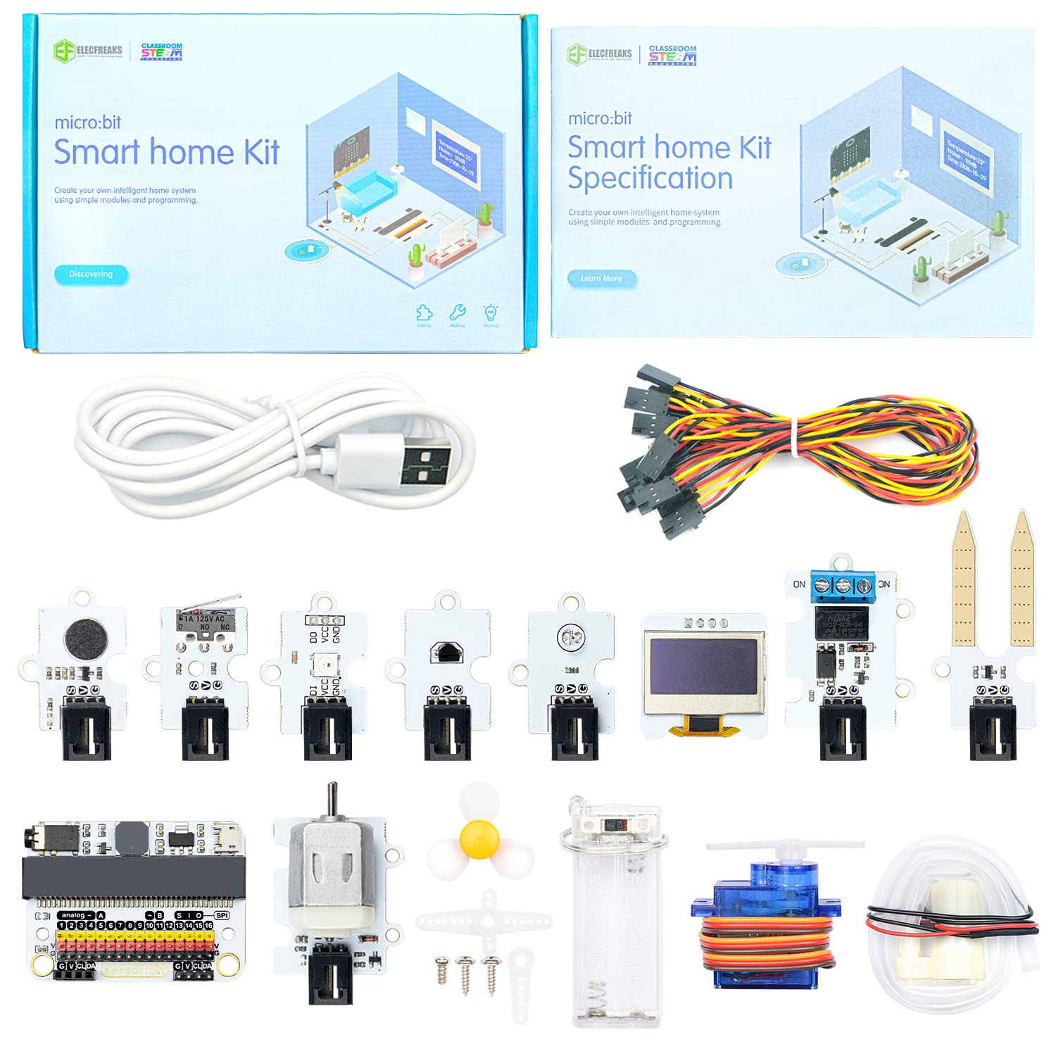 ELECFREAKS microbit Smart Home Kit Micro:bit Sensor Starter Kit Octopus Series Sensor, DIY Programming STEM kit with Basic Coding Electronics Modules and Wiki Tutorial(Without Micro:bit)