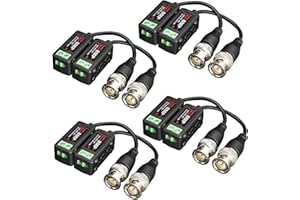 4 Pairs/8PCS 4K 8MP/5MP/3MP/2MP/1080P/960P/720P Video Balun Connectors, CCTV BNC Passive Video Balun Transceiver for HD-TVI/C