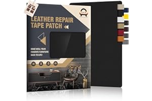OAZ Leather Repair Patch Tape, 9"x 11" Self Adhesive Leather Repair Tape for Furniture, Leather Repair Kit for Car Seat, Couch, Sofa, Chair, Boat Seat - Smooth Black