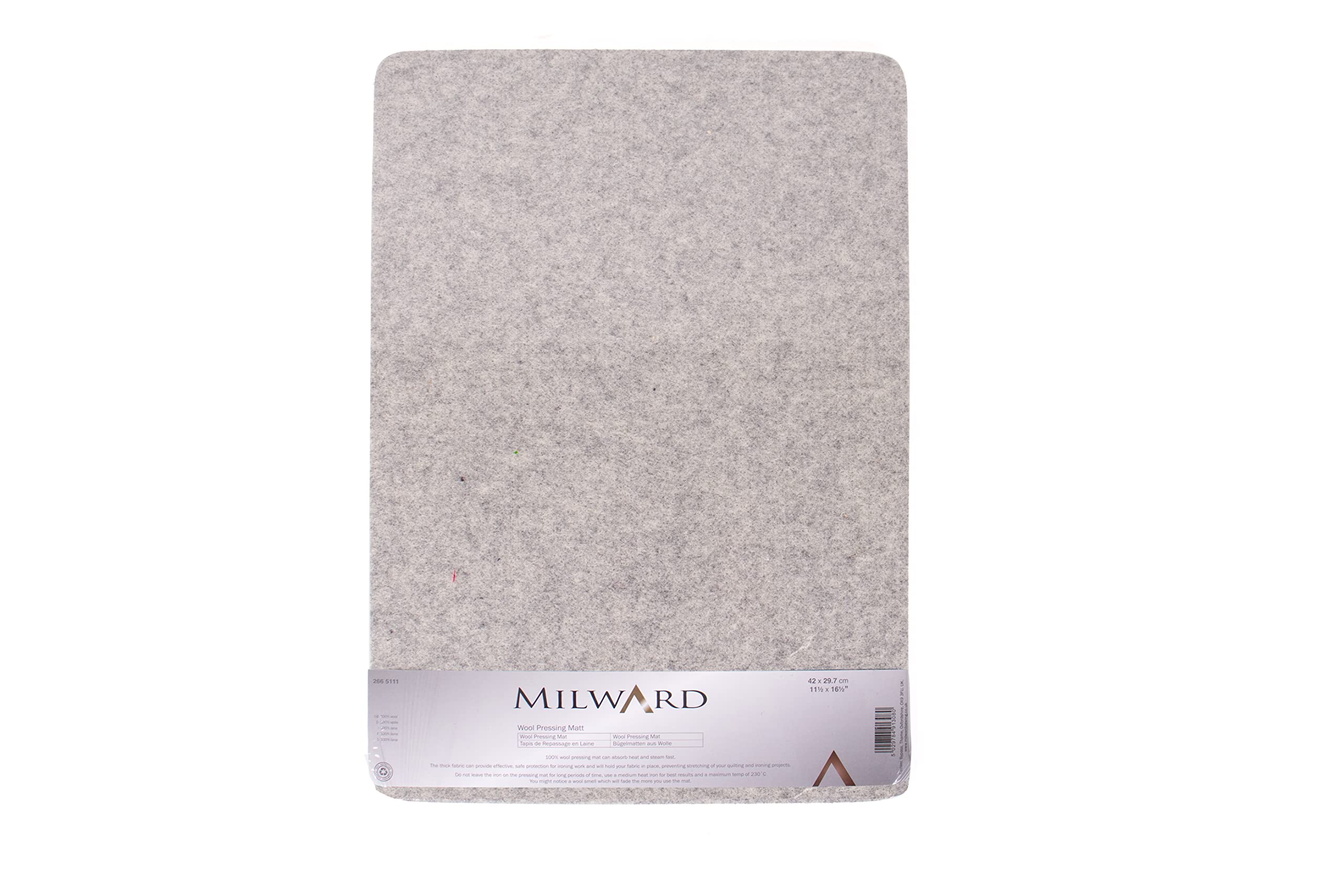 Milward 100% A3 Wool Pressing Mat, Quilting, Crafting, Embroidery, Sewing, Patchwork, Appliqué, Blocking 42 x 29.7cm 11.5x16.5” 2665111, Grey