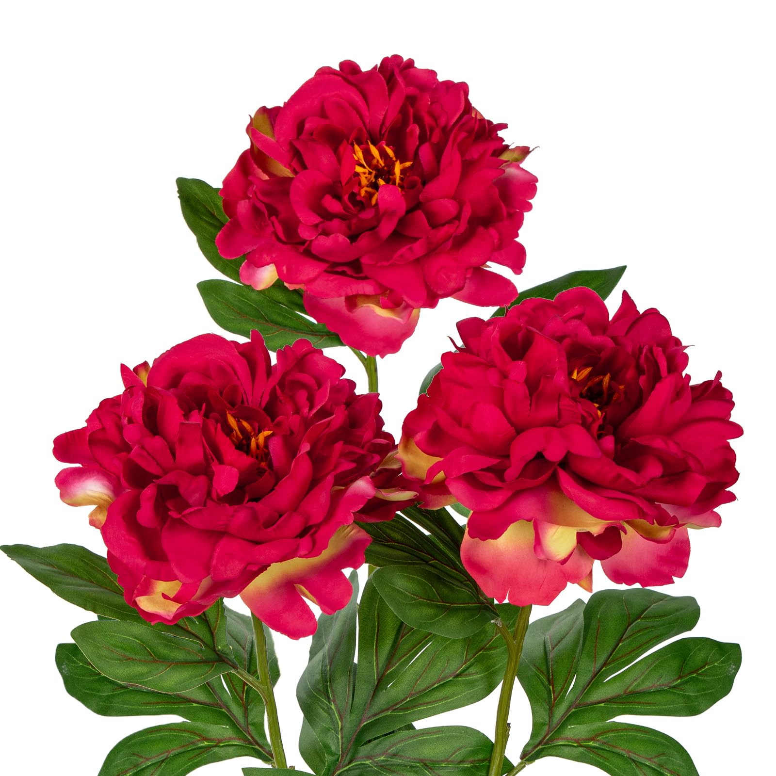 Hollyone 5.5'' Red Peony Artificial Flowers with 30.3'' Long Stem, 3 pcs Realistic Fake Peonies Decorative Faux Flowers for Home Decor, Wedding, Bridal, Party, Garden, Floral Arrangements — image 1