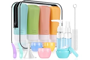 JBYAMUS 16 Pcs Silicone Bottles Set, Leak-Proof Design, Travel Size, TSA Approved for Toiletries, Portable Containers for Women (Pink-Yellow)