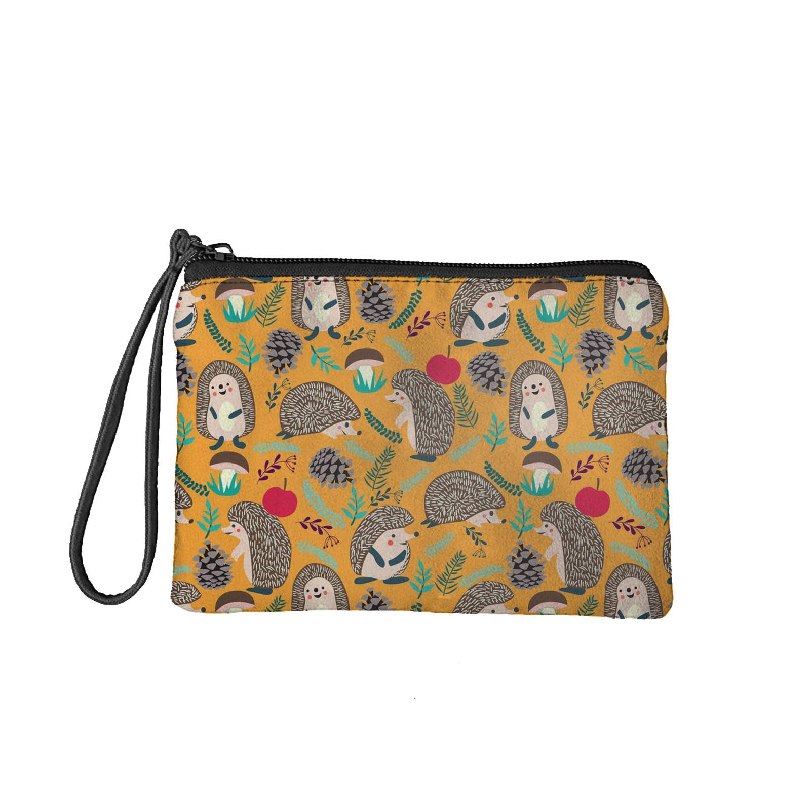 COEQINE Fashion Coin Purse for Women with Zipper Cute Hedgehog Print Wallet Mini Bag Pouch Soft Tote Handbag