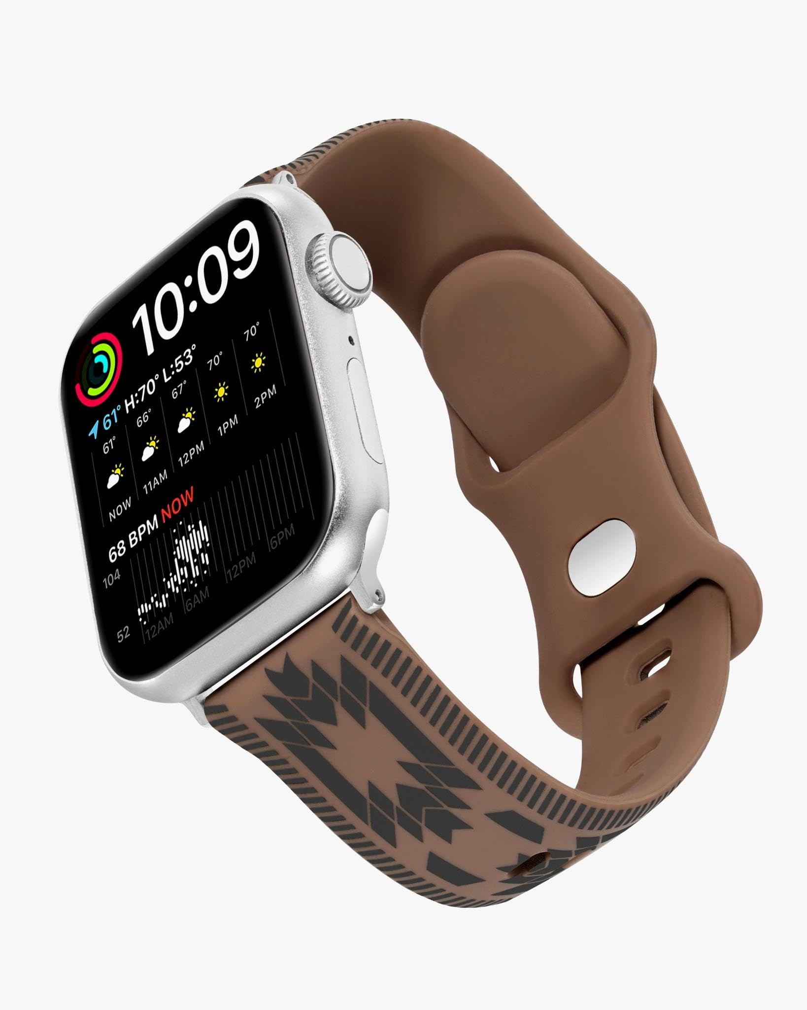 Wrangler® Aztec Trail Silicone Band for Apple Watch®, Western Aztec Pattern, Fits all Apple Watch® Series and Sizes (Brown)