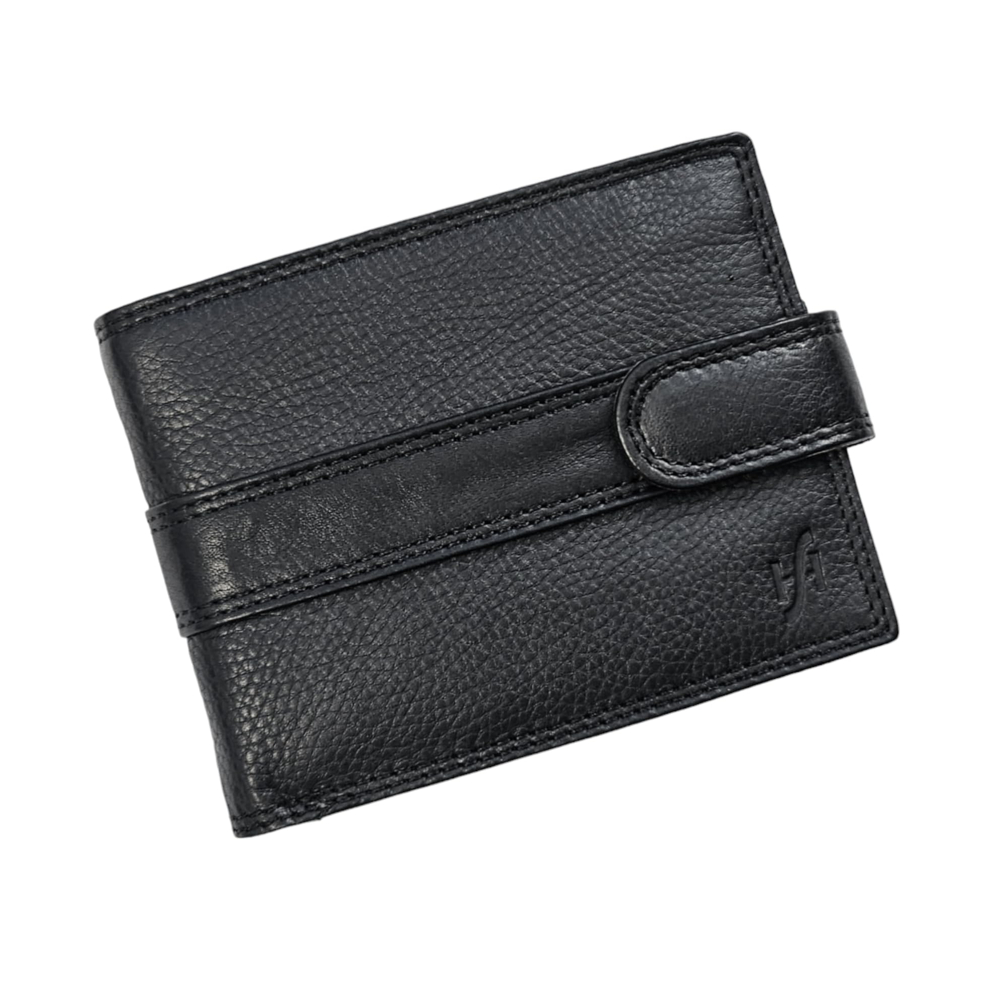 STARHIDE Mens RFID Safe Blocking Leather Passcase Wallet Black with Coin Pocket Gift Boxed 1120