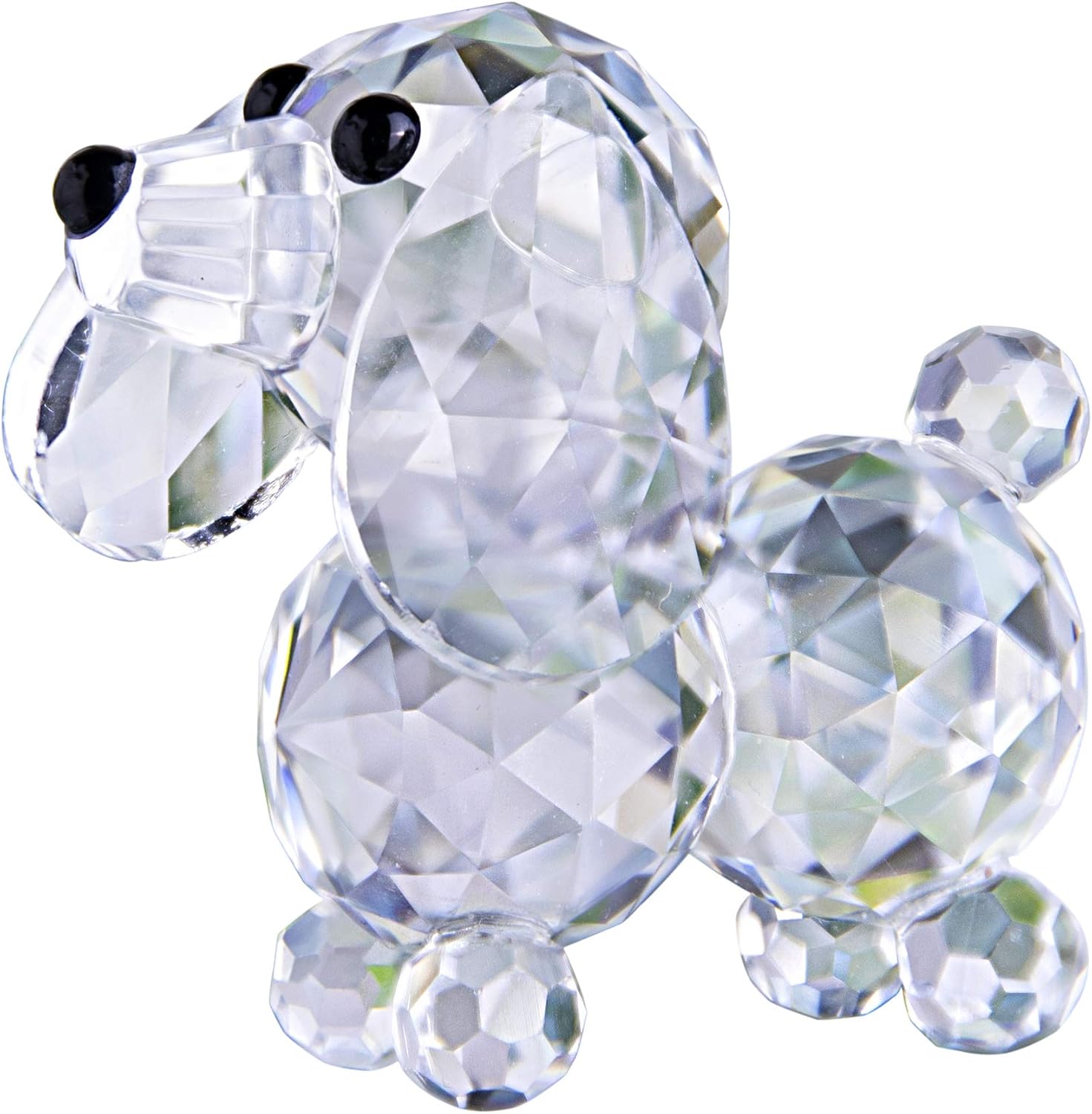 H&D Cut Crystal Dog Animal Figurine Collection,Glass Dog Ornament Table Decor, Clear