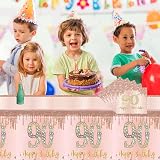 COSORO 2pcs Rose Gold 90th Birthday Tablecloth 137x274cm Plastic view 5